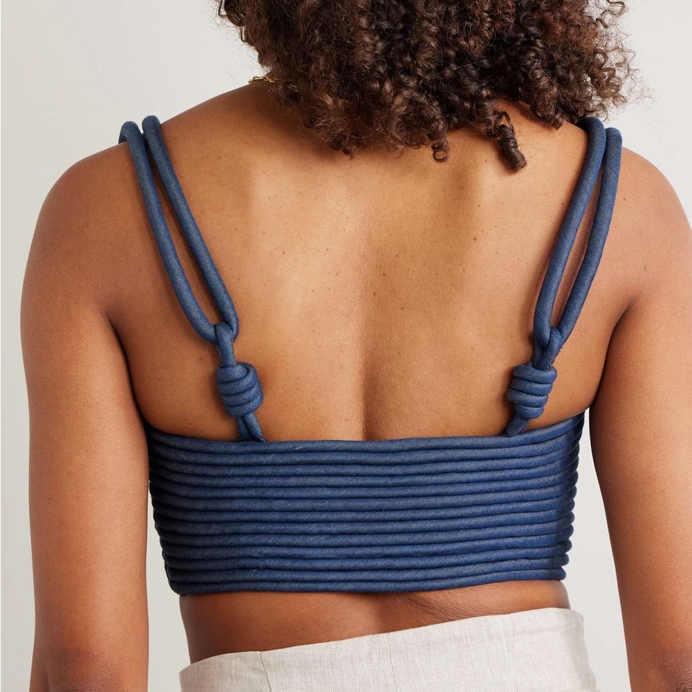 ANDRES OTALORA Redes cropped corded chambray top size 0 couture retail $645 - Picture 4 of 10